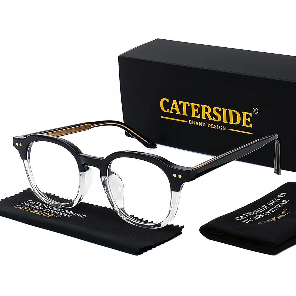 CATERSIDE Retro Square Glasses for Men Women TR-90 Frame Eyeglass Core Insert Temple Comfort Anti Blue Light Eyewear Optical