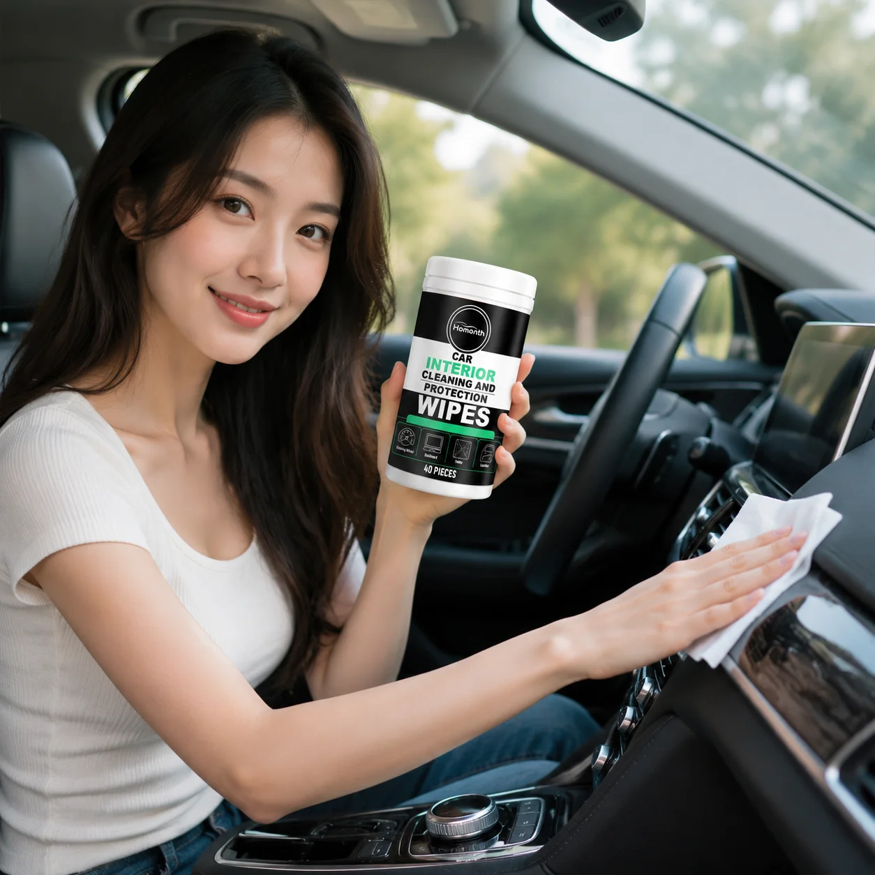 Homonth Car Interior Cleaning And Protection Wipes Remove Stubborn Stains Dust & Dirt Removal Car Interior Daily Cleaning Wipes