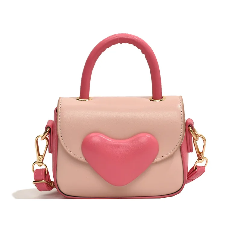 2024 Nieuwe Kinderhandtas Lieve En Schattige Kleine Meisje Crossbody Tas Love Candy Color Meisjes Schoudertas