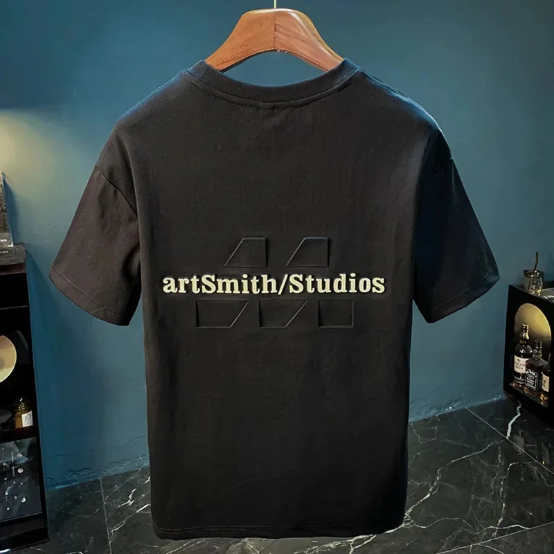 

Short sleeved T-shirt men's 2026 summer new three-dimensional relief embossed top, comfortable and versatile thin top