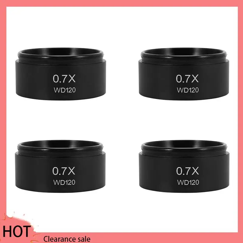 A88Z 4Pcs WD120 0.7X Trinocular Stereo Microscope Auxiliary Objective Lens Barlow Lens 48Mm Thread