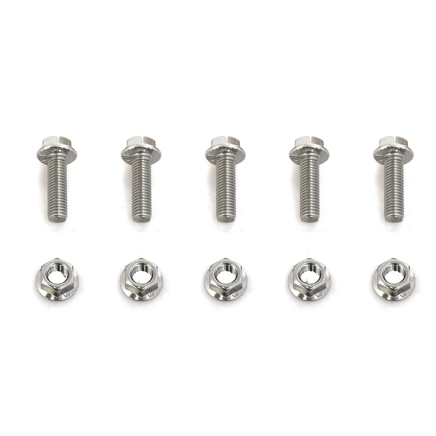 5 peças parafusos de flange de aço inoxidável m12 x 35mm parafusos de flange kit de hardware coletor de escape