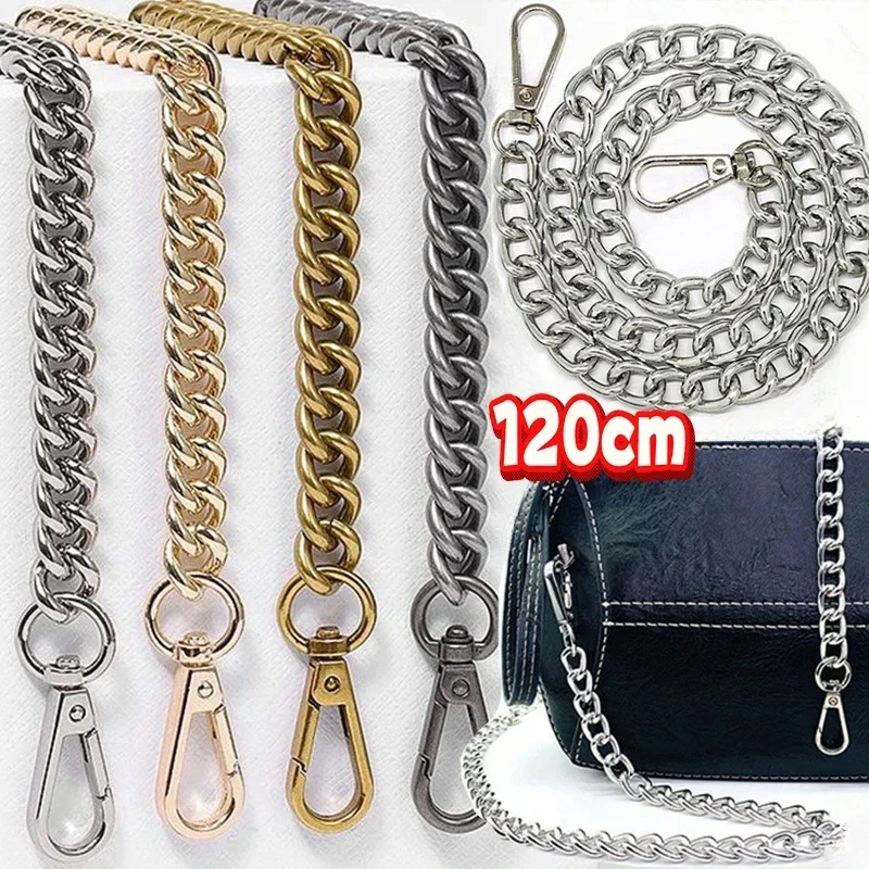 Chaîne de sac en métal et aluminium de 120cm, pièces de rechange, accessoires pour sac à main à bandoulière tissé à la main, bricolage, sangles détachables faites à la main