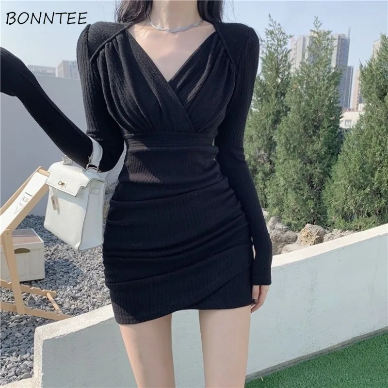 Dresses Women Folds Simple Personality Daily All-match Casual Delicate Korean Style Comfortable Hotsweet Ladies Trendy Popular