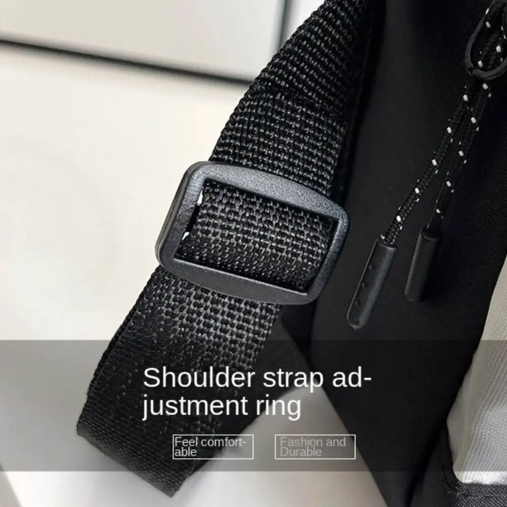 

Leisure Nylon Drawstring Shoulder Bag Adjustable Strap Korean Style Phone Bag Lightweight Large Capacity Bucket Bag Unisex