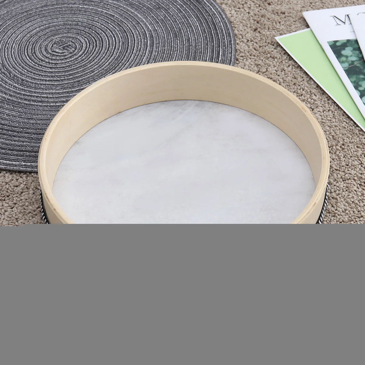

2 Pcs Wooden Hand Drum Kids Baby Tambourine Instrument Non Toxic Music Toy For Children Educational Percussion Rhythm Bell ff