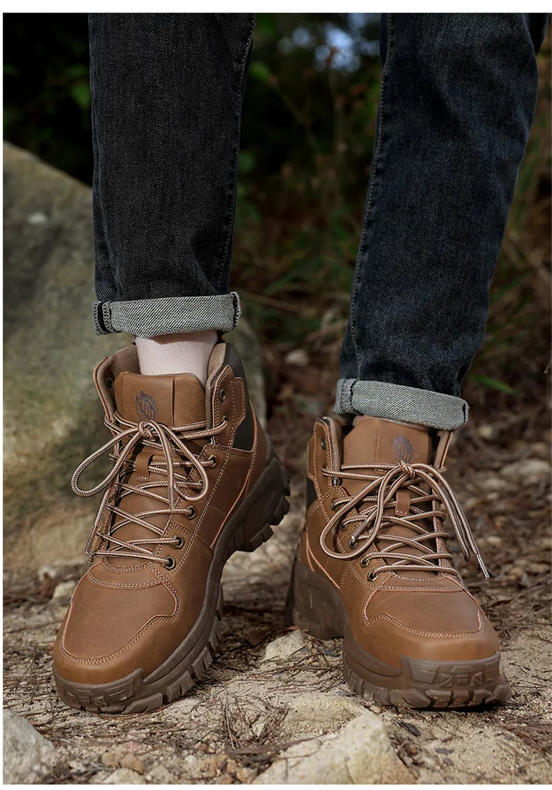 High-Top-Lederstiefel für Herren, atmungsaktive Desert Combat Boots, rutschfeste Outdoor-Wanderstiefel für Herren, Motorradstiefel, Arbeitsstiefeletten – Detail 19