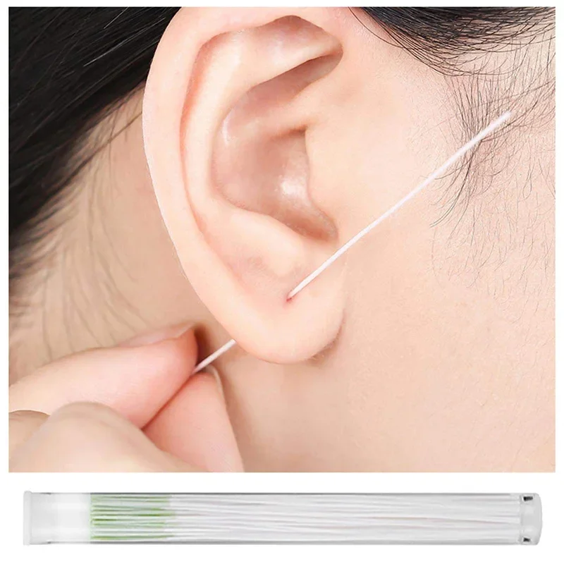 60Pcs/Box Pierced Ear Cleaning Herb Solution Paper Floss Ear Hole Aftercare Disposable Earrings Hole Cleaner Kit Cotton Thread