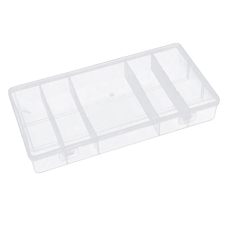 1 PCS Transparent Rectangular With Lid 5-Grid Vertical Eyelash Extension Tool Organizer - Glue Tweezer Holder Makeup Storage Box