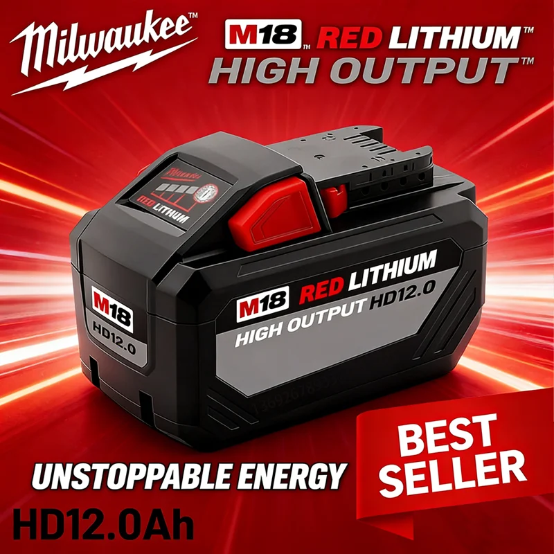 

Milwaukee 12Ah 8Ah 6Ah Lithium Ion Battery ,18V M18HB12 M12-18FC 48-11-1850 For Milwaukee Replacement Tool Rechargeable Battery
