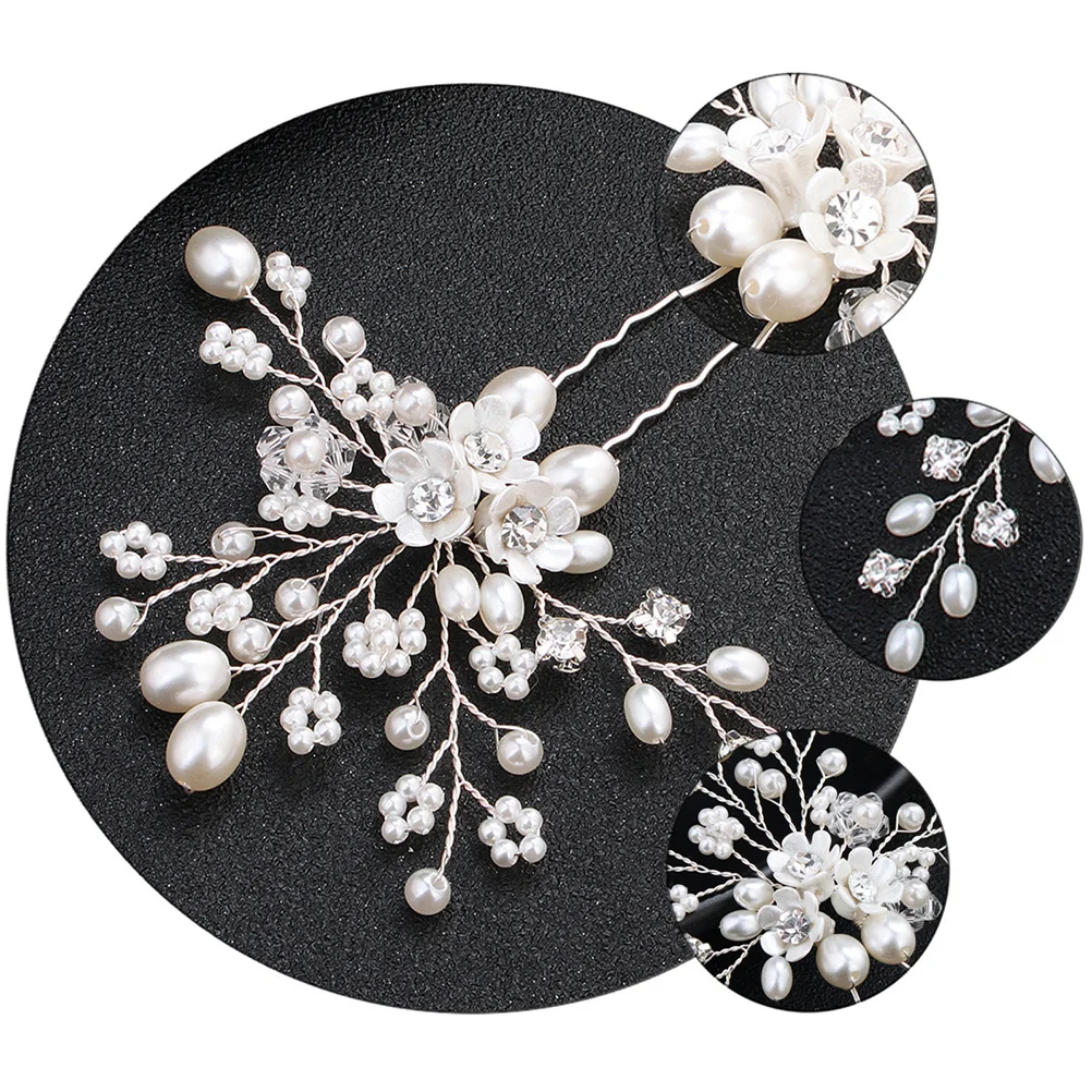 

1pc Pearl Rhinestone U Shaped Bride Pin Silver Wedding Hair Accessory For Women Bridal Headdress Party Banquet Hair Styling Tool