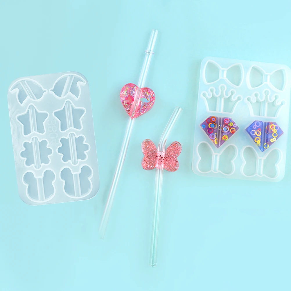 

2Pcs Straw Accessories Mold Flexible Reusable EcoFriendly NonStick DIY Epoxy Jewelry Parts Topper Straw Decoration Mold Crafts
