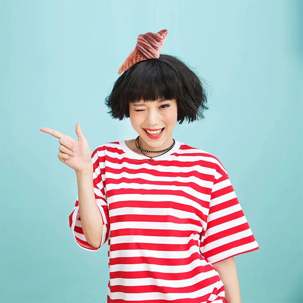 

2pcs Ice Cream Headband Lightweight Smooth Funny Hairband Party Accessories Realistic Novelty Photo Props Christmas