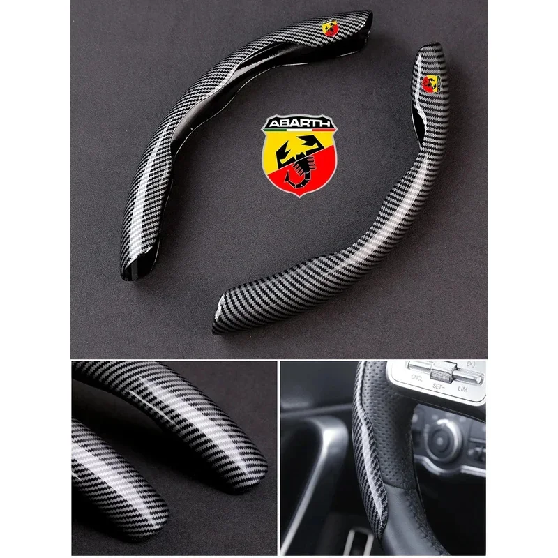 Car Carbon Fiber Texture Steering Wheel Cover For Abarth 595 695 500e 500c 500l 500x 600e Punto 124Spider Panda 5CC Stilo Ducato