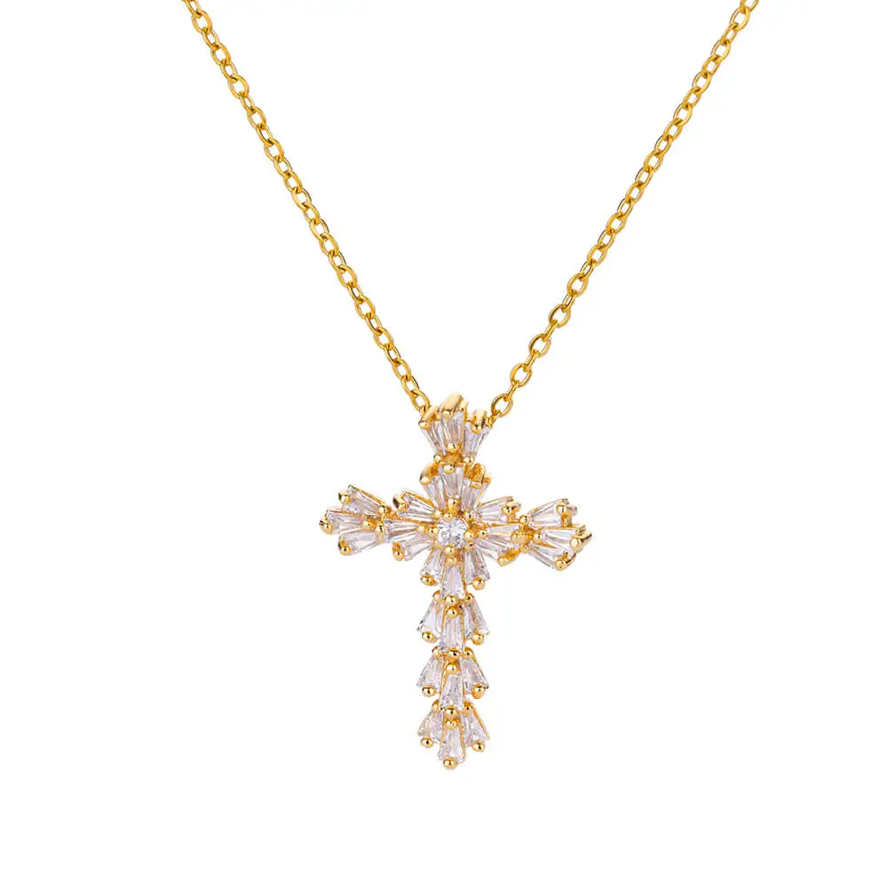 Edelstahl Jesus Kreuz Halskette Für Frauen Männer Gold Farbe Caravaca Engel Kruzifix Charme Halsband Rapper Schmuck Hip Hop Geschenk