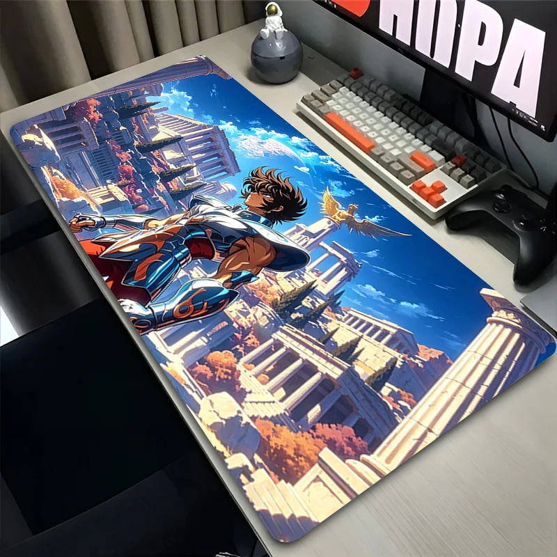 Mouse Pad Big Computer Keyboard Pad Saint Seiya Gamer Accessories Mythical anime Extended Mat Table Lock Edge Gaming Mousepad