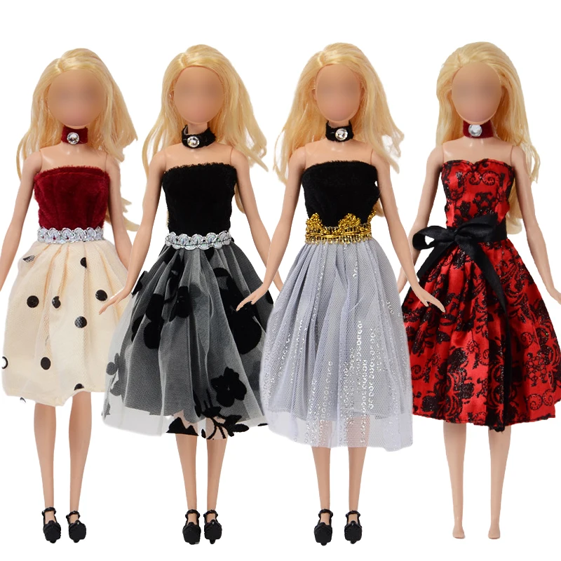 4 Set Doll Clothes Dress Fashion Princess Skirt Party Gown For Barbie Clothes Doll Accessories Girl's 1/6 Girl Doll Gift Toys