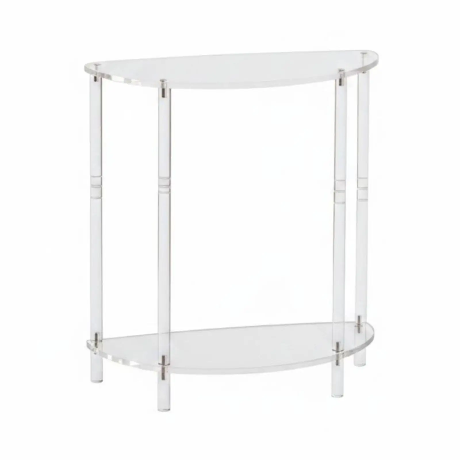 Transparent Semi Circle Side Table Easy to Clean Acrylic Half Semicircular Table