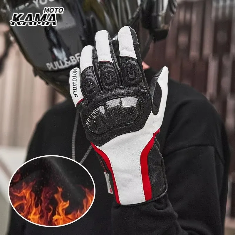 モトウルフ-サマーバイクグローブ-レザー-メンズ-オートバイグローブ-バイカー-ライディンググローブ-ダートバイク-サイクリング-保護ギア