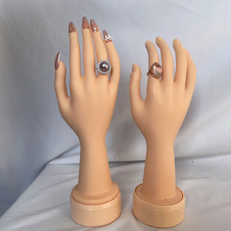 Manflexível para prática de unhas de mão, com dedos macios, treino de manicure, mão falsa