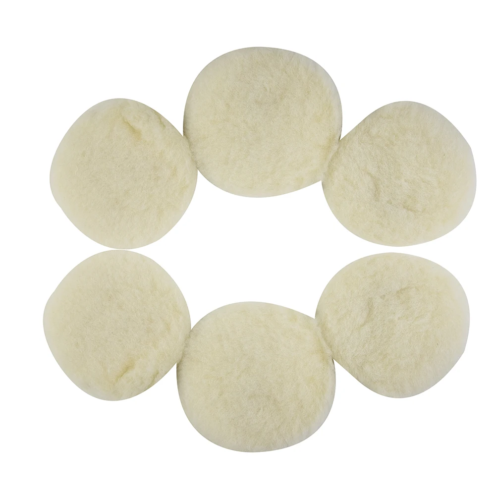 Set Buffing Pads Automotive 125mm 5inch 6Pcs Accessories Bonnet Buffing Wheel Pad Lamb Wool Polisher Polishing