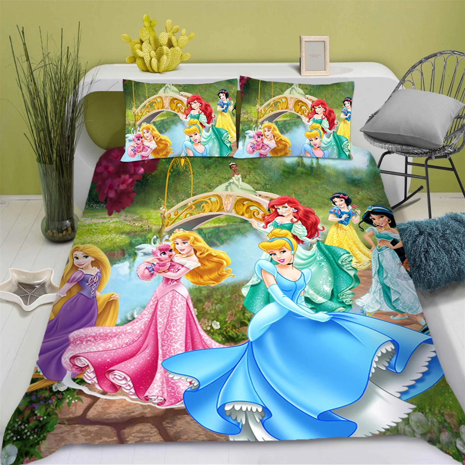 

Cinderella Duvet Cover Children's Colorful Cartoon Duvet Cover Animation Set Bedding Bedroom Room Decoration Large Bed Size