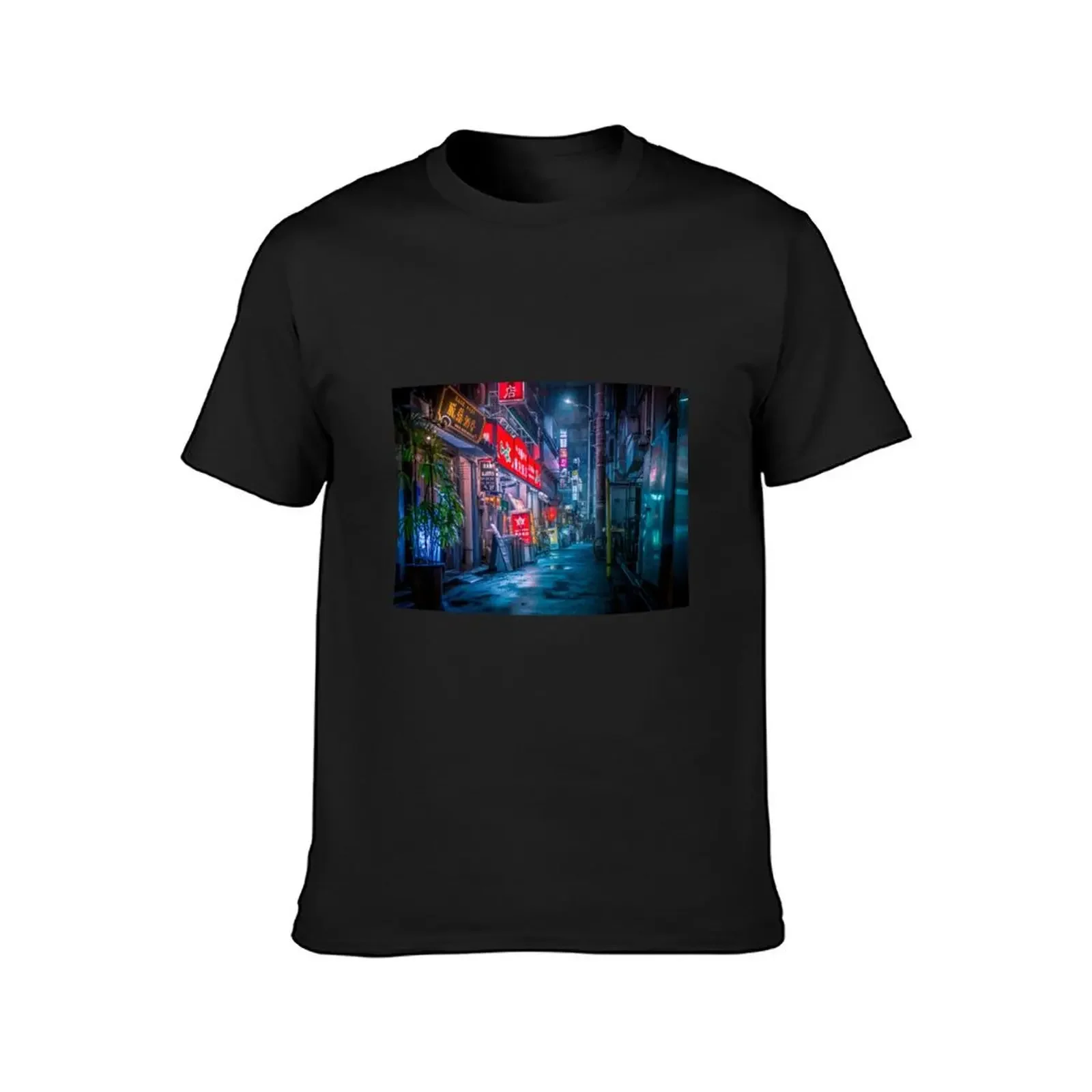 Heavy Rain Over Neo Tokyo T-Shirt graphic t shirt vintage cheap stuff Aesthetic clothing T-shirt men