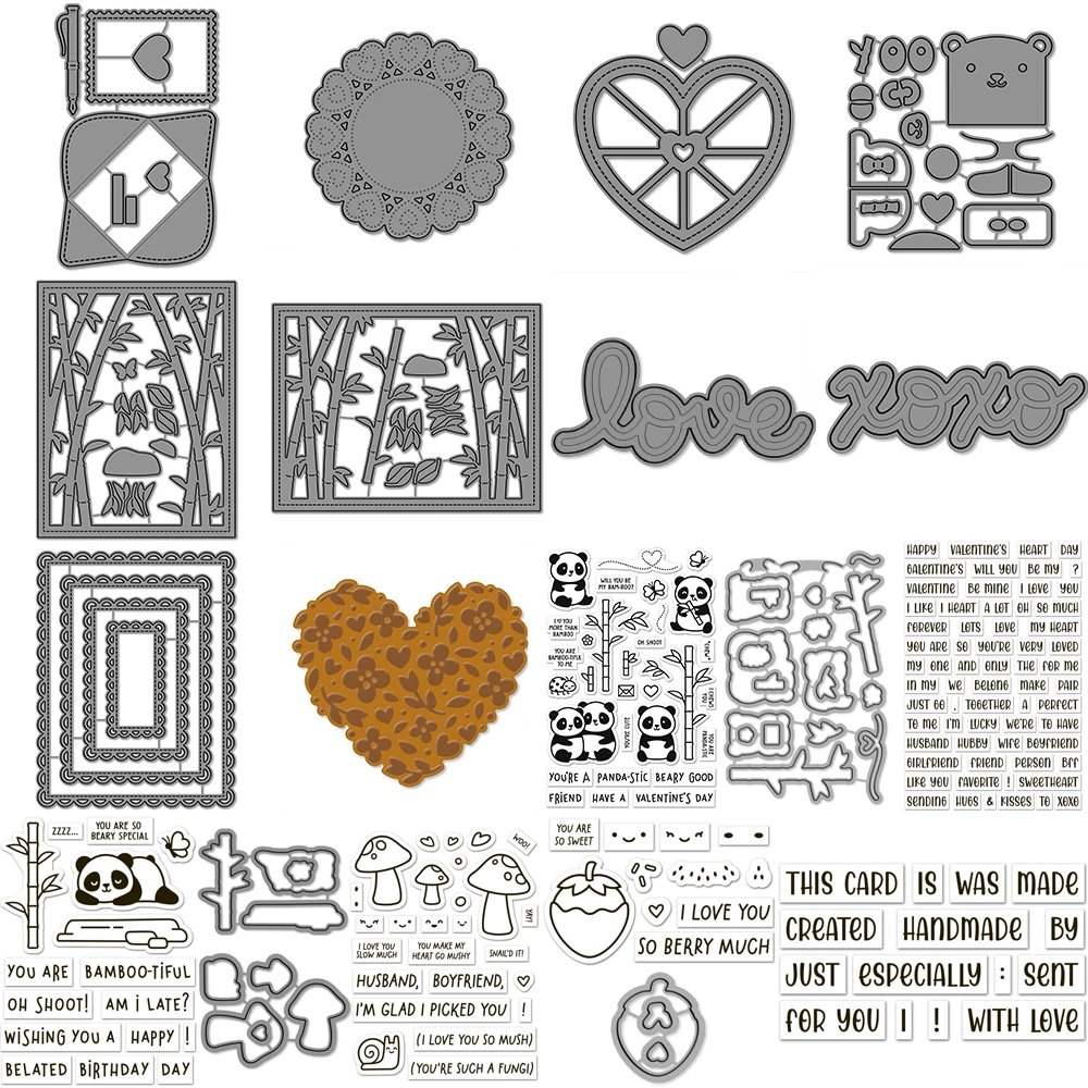 Valentine's Day 2025 Metal Cutting Dies We're so 'Beary' in love Stamps Set For DIY Craft Making Card  Photo Album Scrapbooking