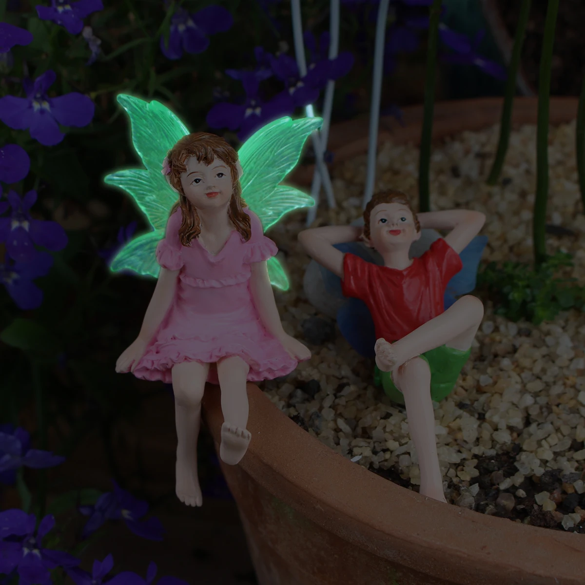 2pcs Couples Looking Up at the Starry Sky Flower Fairy, Valentine\'s Day Gift, Creative Outdoor Garden Bonsai Decoration Ornament