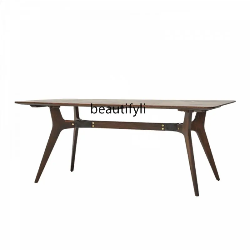 Industrial Style Vintage Dining Table Nordic Imported Oak Living Room Western-Style Dining Table Bench Combination