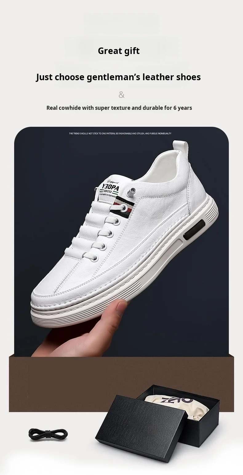 Herren-Freizeitschuhe für Frühling und Herbst, druckentlastende, atmungsaktive, schnürlose Lederschuhe, superweiche und strapazierfähige Herren-Board-Schuhe – Detail 9