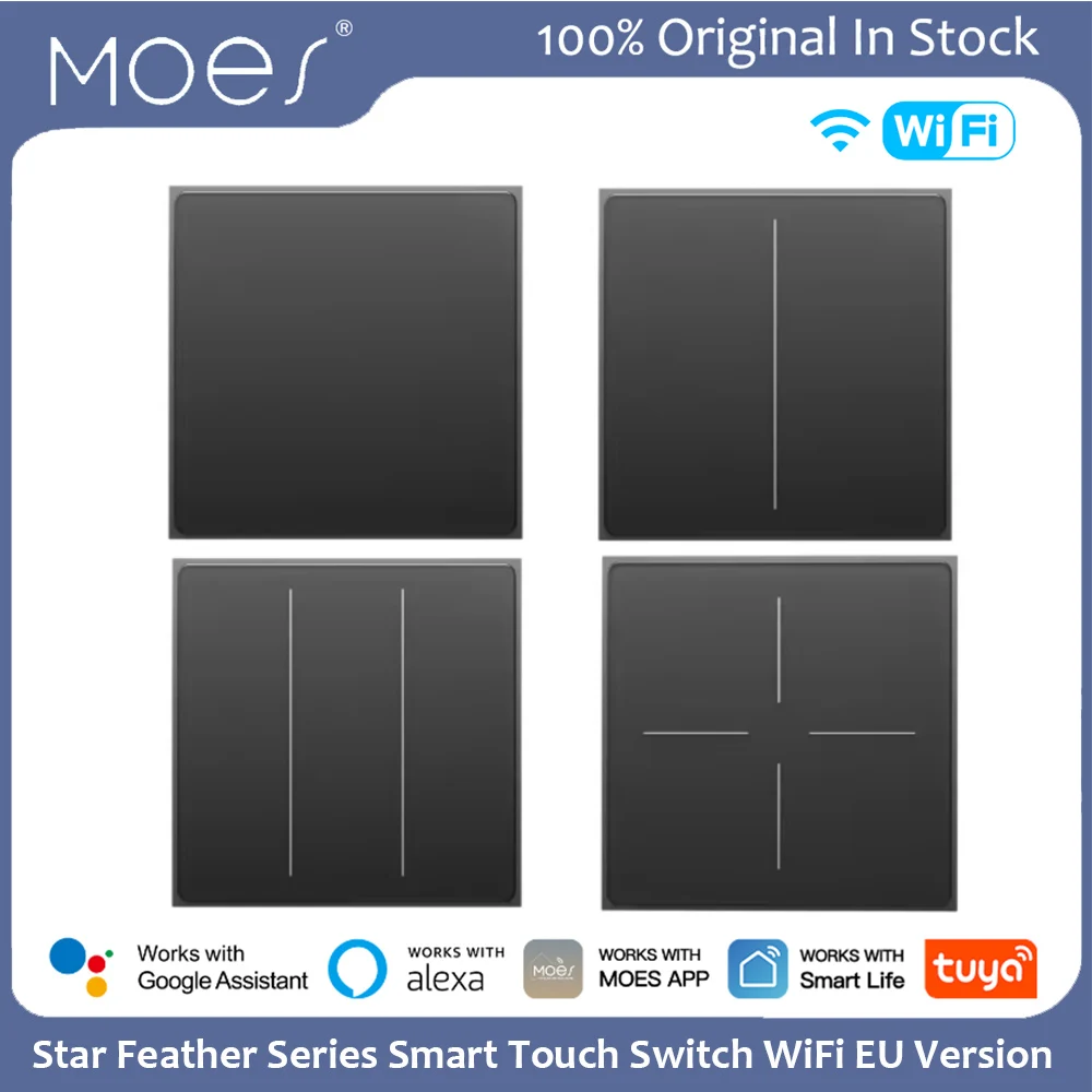New Moes Tuya Star Feather Series Smart Touch Switch WiFi EU Version Light & Scene 2in1 Switch Voice Control by Alexa Google