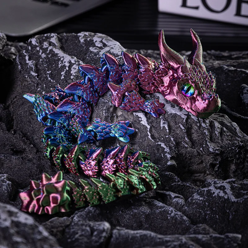 3D Printed Magic Dragon Movable Joint Fidget Toy Rotatable Articulated Office Desktop Ornament Adults Kid Toy Crafts Gift