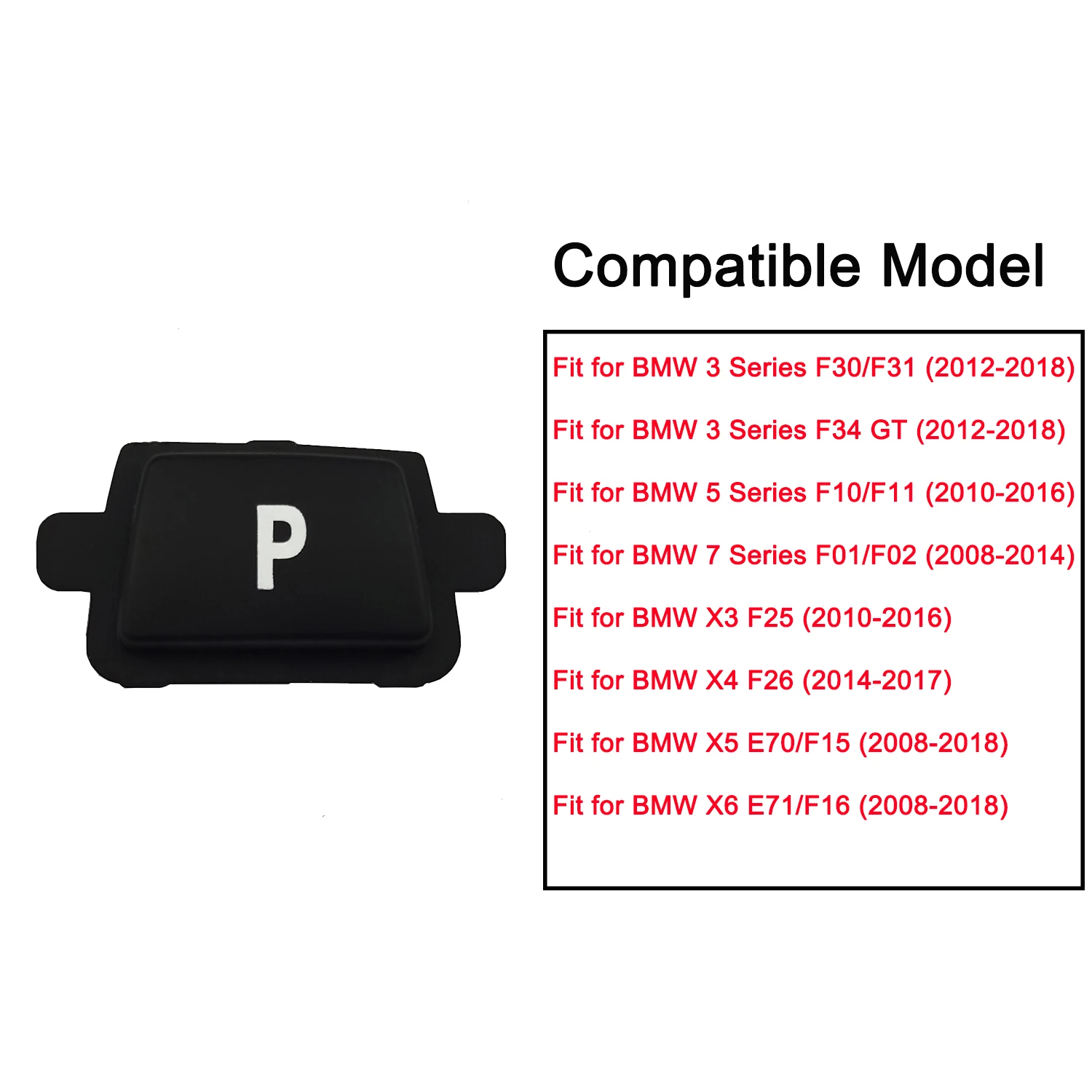 Carro engrenagem Shifter botão, botão de estacionamento P, tampa de substituição, apto para BMW 3, 5, 6, 7 Series, X3, X4, X5, X6, F25, F26, F30,