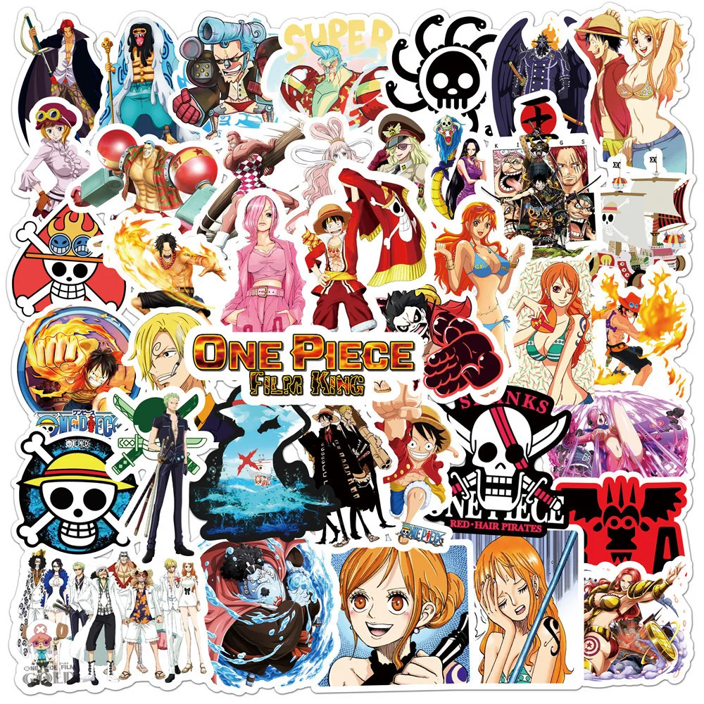 48/50/80/100pcs Vintage ONE PIECE Anime Stickers for Kids Toy DIY Laptop Skateboard Car Kawaii Cartoon Decoration Sticker Decals