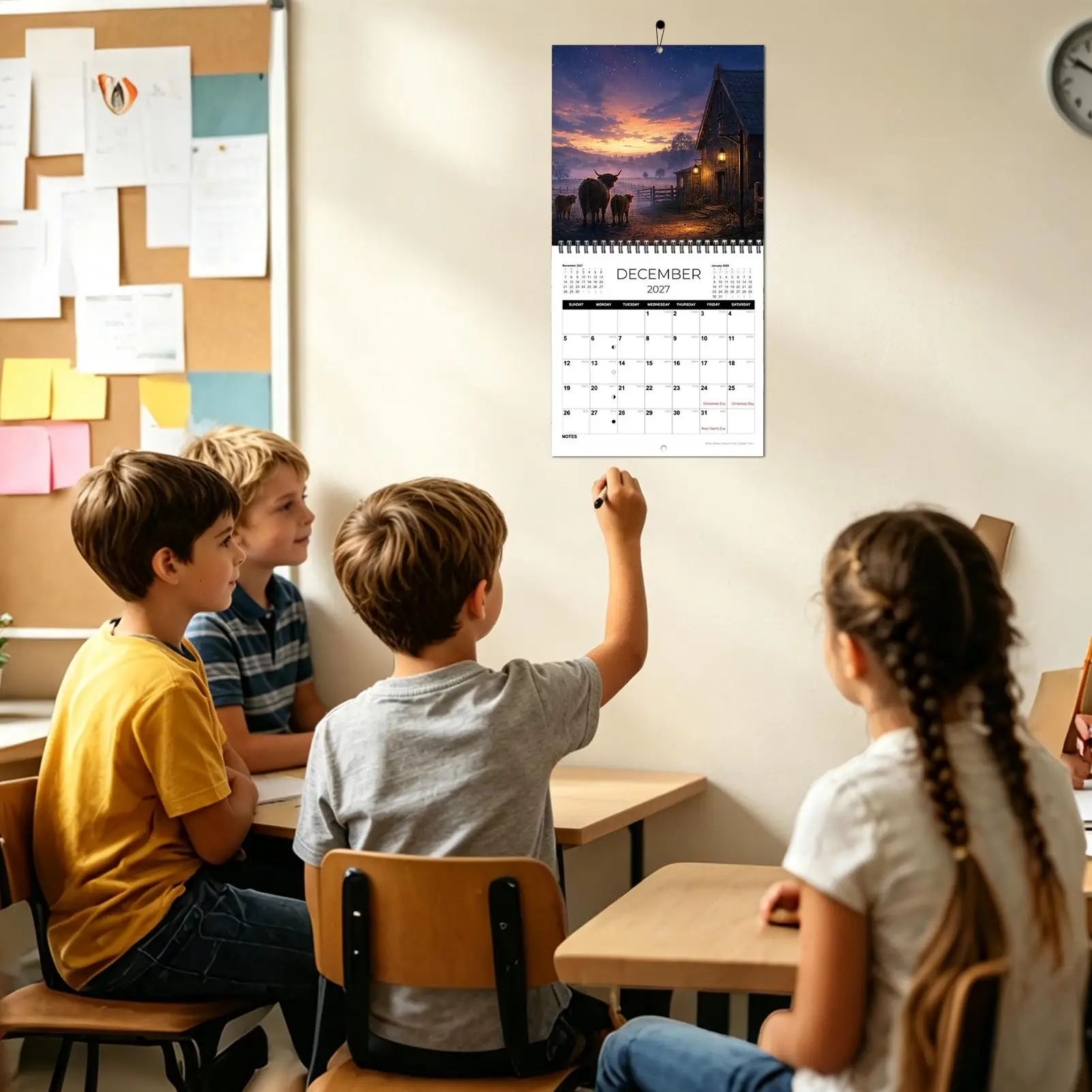 2027 Wall Calendar Cow Prints Schedule Management Planner Whole Year Wall Monthly Calendar For Classroom Dining Room Dorm