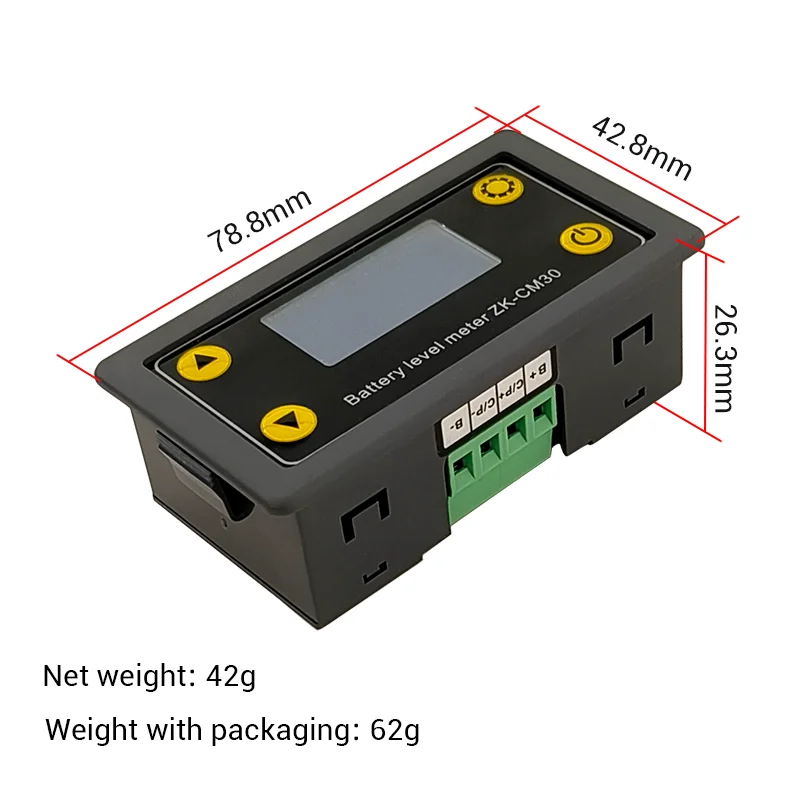 ZK-CM30 monitorowanie baterii kulomb Tester DC 6-60V 30A próbnik napięcia wskaźnik naładowania baterii miernik mocy dla arduino