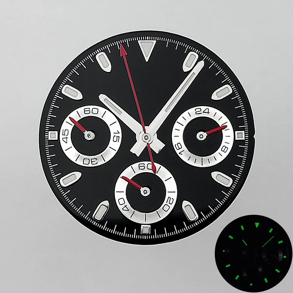 29 مللي متر الطلب C3 مجموعة مؤشر مضيئة خضراء تناسب حركة VK63 أسود أبيض أزرق أخضر ارتفع الذهب أجزاء الساعة الملحقات
