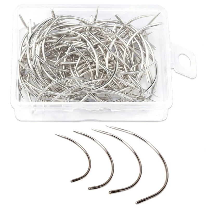 50/100PCS Hair Making Pins Needle Set, Hair Pins and C Curved Needle for Wigs Making, Blocking Knitting, DIY Crafts