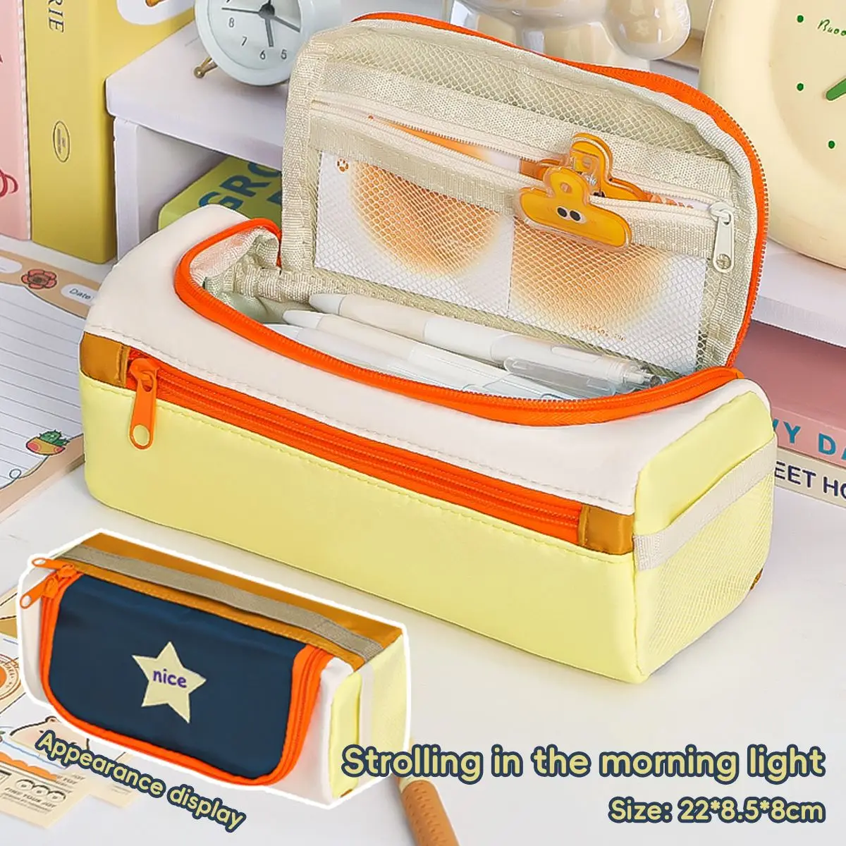 2025 New Square Star Pencil Case Multi-Function Tote Stationery Bag Aesthetic Unique Multi-Layer Pencil Box School Essential