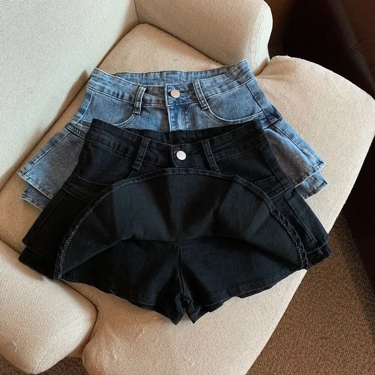 

Girl Pants 2025 Summer New Childrens Clothing Korean Style Girl Baby Pack Hip Elastic High Waist Cowboy Skirt Casual Simple