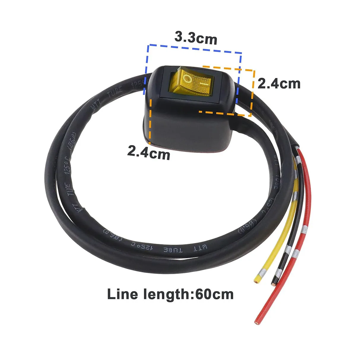 Paste Type Switch Car Push Button Switch with LED Light ON/Off DC12V/10A 24V/5A DIY Car Switch SPST Rocker Switch with Cable