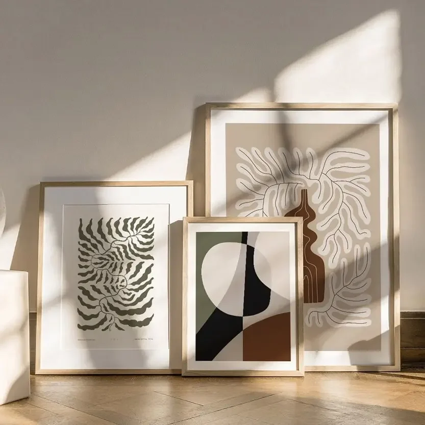 مجردة الهندسة ورقة النبات الشمال الملصقات والطباعة بساطتها الرسم على لوحات القماش الجدارية جدار صور غرفة المعيشة المنزل ديكو