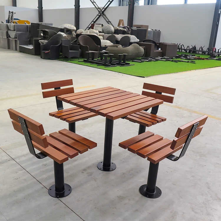 

Four-person Card Table Garden Outdoor Furniture with Backrests School Dining Table Outdoor Tea Table