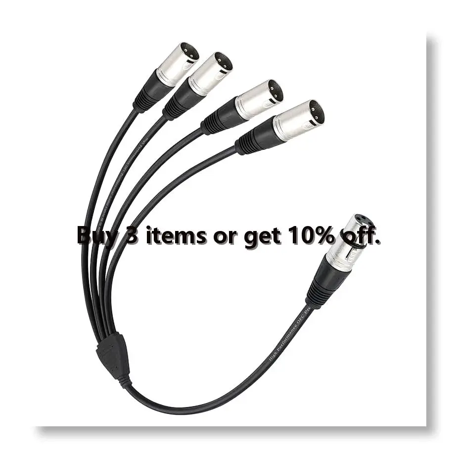 ✤3Pin XLR 1 Female to 4 Male Y Splitter Audio Cable,4Way-1 XLR Single Input to Four Output Parallel Connection Cable