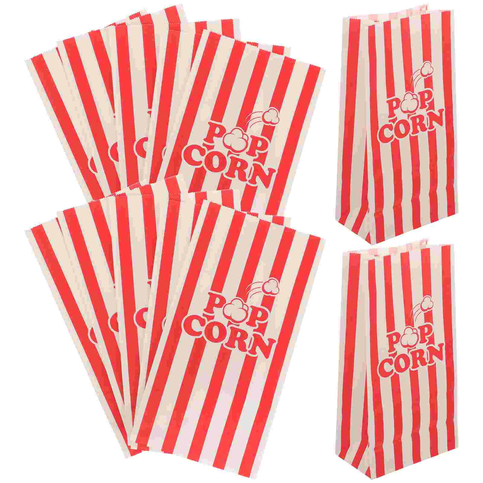 50 Pcs Popcorn Bag Containers Individual Bags of Bulk Boxes Paper Small Servings Packing for