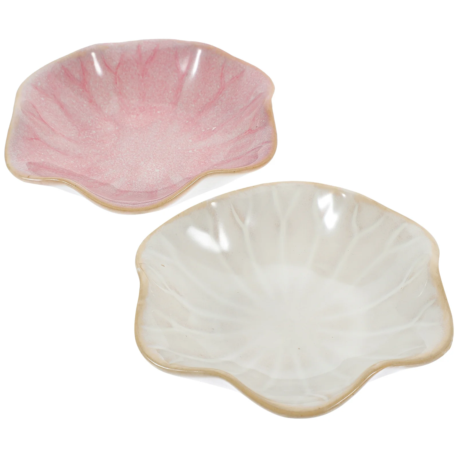 2Pcs Elegant Lotus Flower Jewelry Tray Ceramic Ring Dish Exquisite Texture Home Bathroom Coffee Table Decor Jewelry Holder