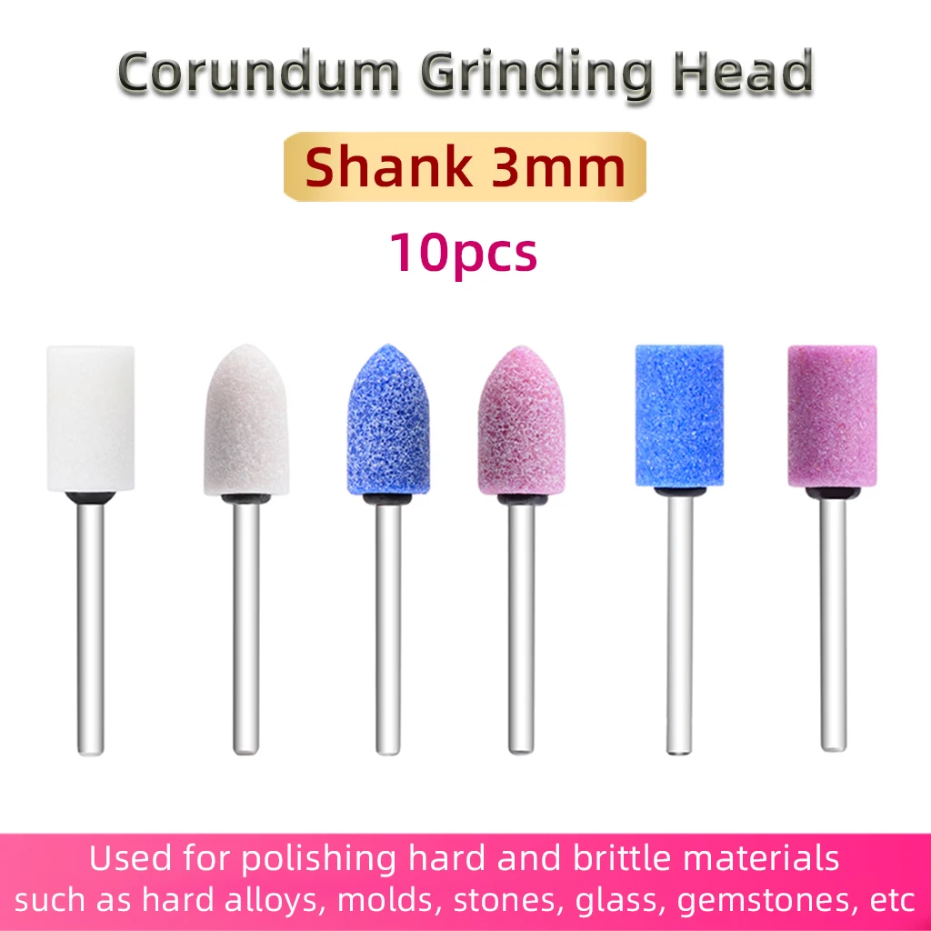 

10 Pcs 3mm Shank Corundum Grinding Head Wheel Sharpening Head Portable Polishing Polisher Head Tools For Mold Jade Ceramic Glass