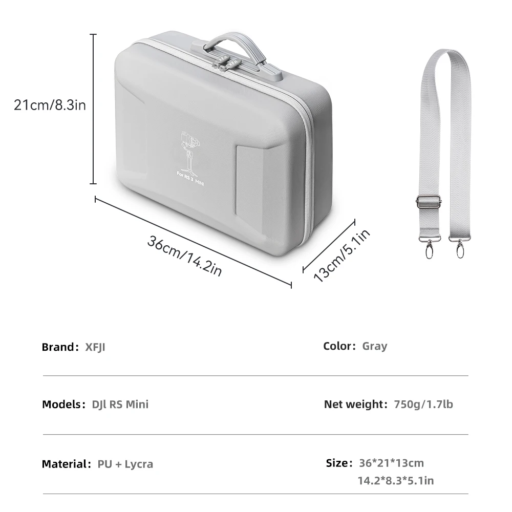 XFJI-estuche de transporte para DJI Ronin RS 3, Mini caja de almacenamiento, estabilizador de cardán, accesorios, bolso de hombro a prueba de salpicaduras