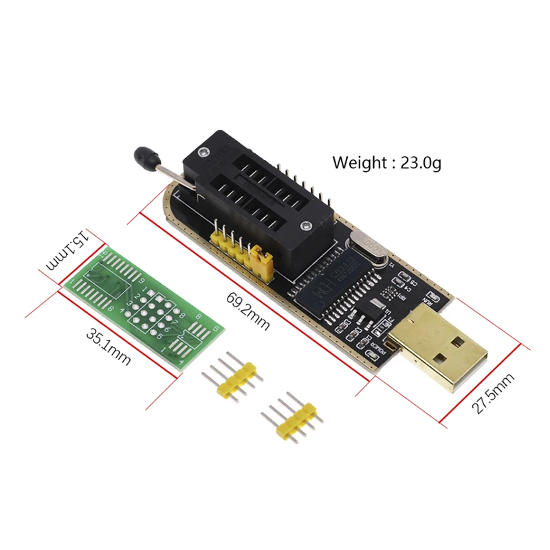 CH341A  24 25 Series EEPROM Flash BIOS CH341 USB Programmer Module + SOIC8 SOP8 Test Clip For EEPROM 93CXX / 25CXX / 24CXX